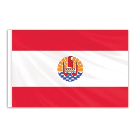 French Polynesia Indoor Nylon Flag 4'x6' With Gold Fringe